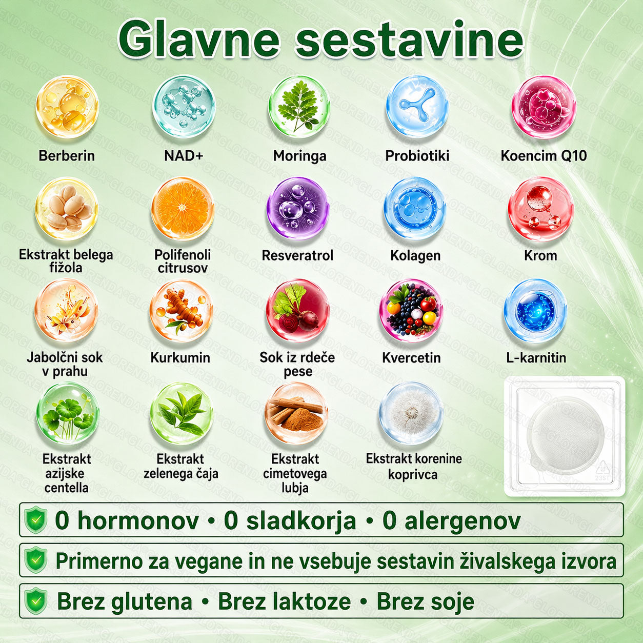 Uradna trgovina | 🌿 𝑮𝑳𝑶𝐑𝐄𝐍𝐃𝘼® Moringa · Berberin × NAD+ 10 v 1 Napredni nano obliž z mikroiglicami (samo enkrat na dan, vidni rezultati že po 7 dneh) 🌿 Za osebe s prekomerno telesno težo, ohlapno kožo, sladkorno boleznijo in težavami s sklepi